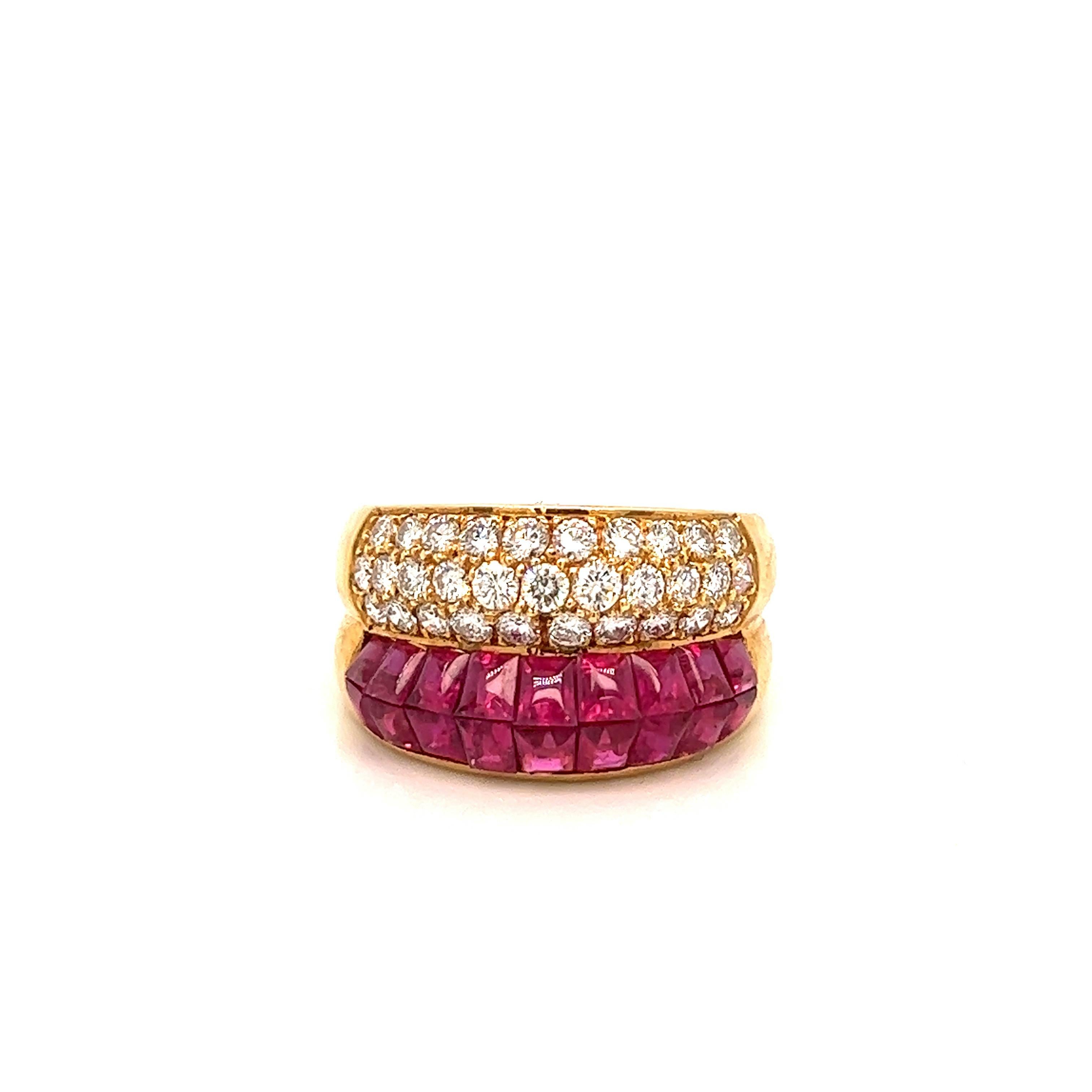 Gold Ruby Diamond Ring In Excellent Condition For Sale In New York, NY