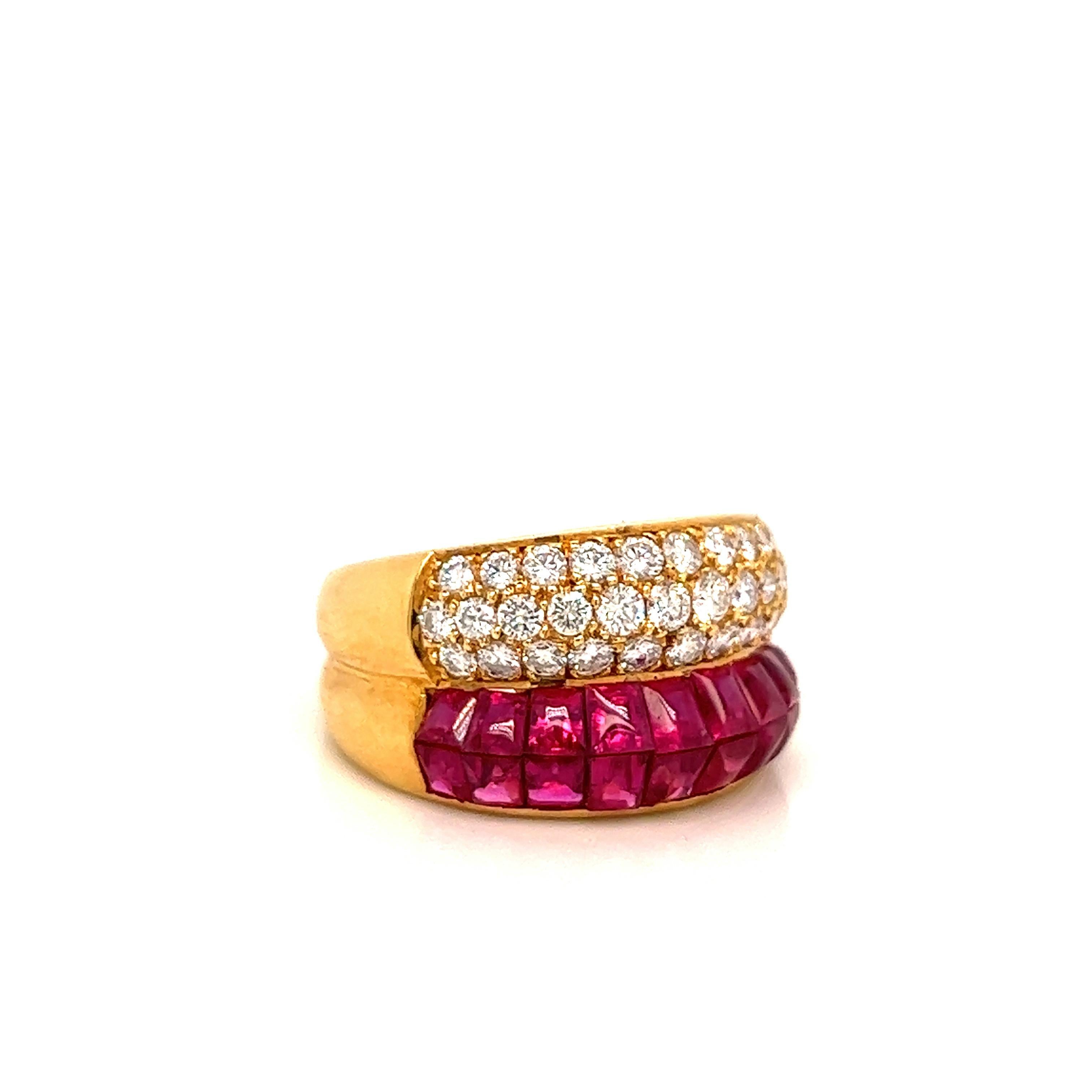 Women's Gold Ruby Diamond Ring For Sale