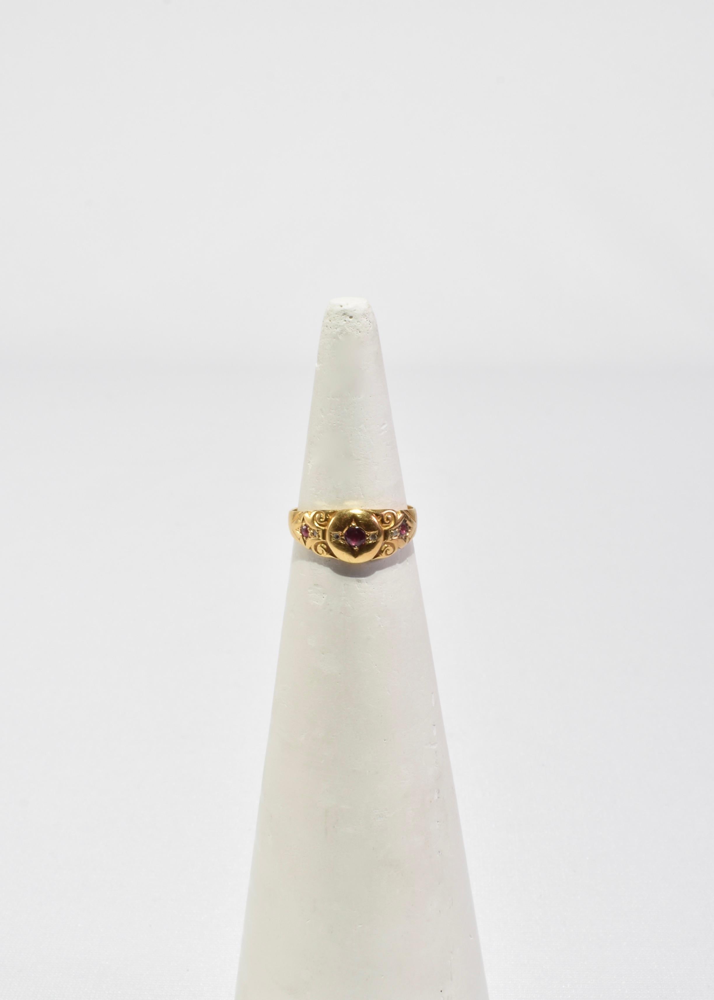 Women's or Men's Gold Ruby Diamond Ring