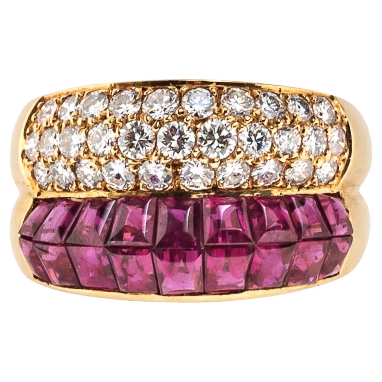 Gold Ruby Diamond Ring For Sale