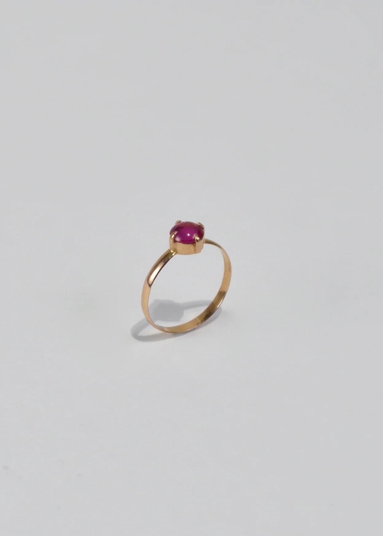 Cabochon Gold Ruby Pinky Ring
