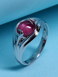 Gold Ruby Ring 2.10 Cts Natural Bicolor Red Ruby Engagement Ring