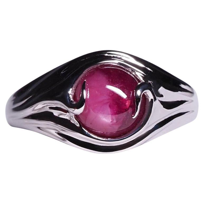 Gold Ruby Ring 2.10 Cts Natural Bicolor Red Ruby Engagement Ring For Sale