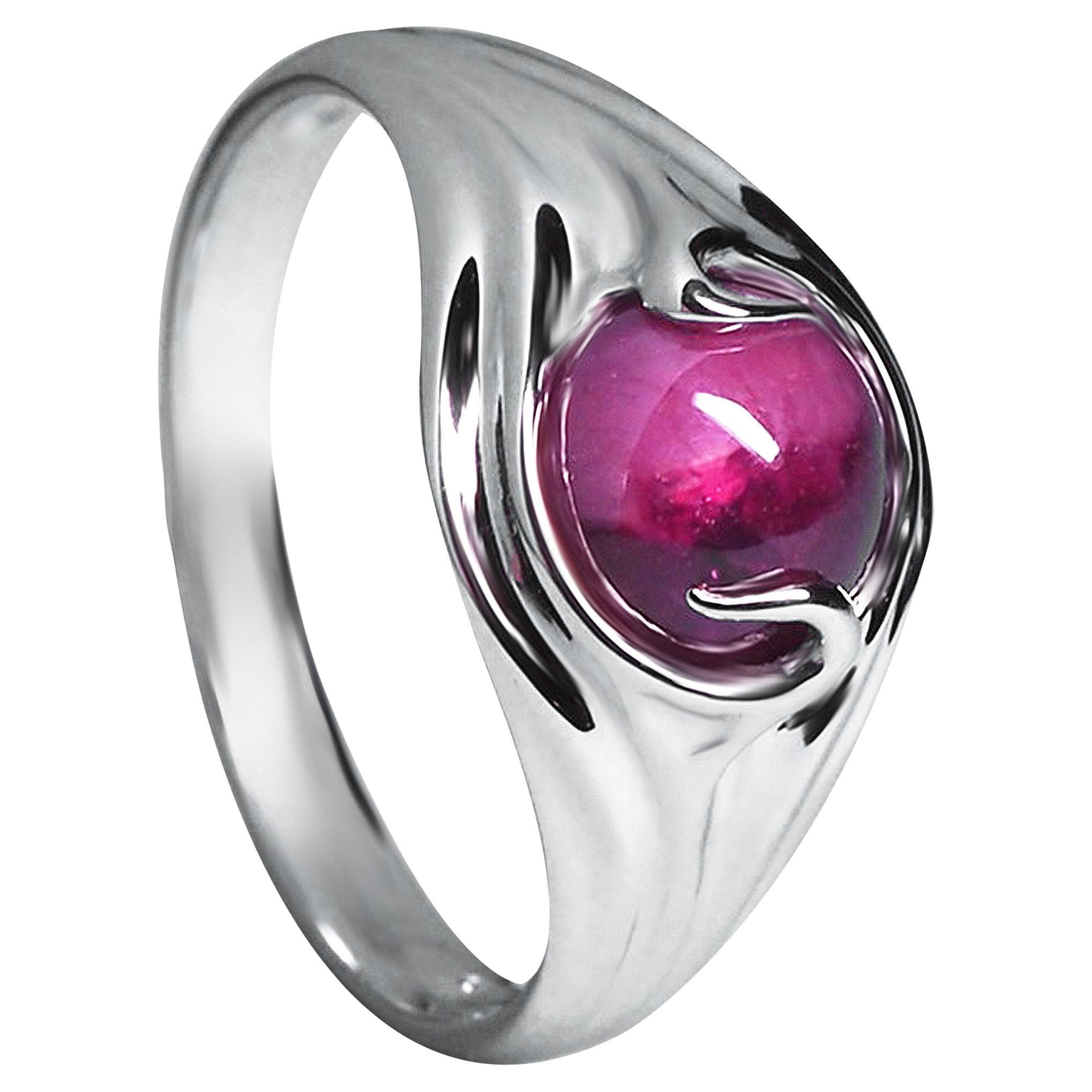 Gold Ruby Ring 2.10 Cts Natural Bicolor Red Ruby Engagement Ring For Sale