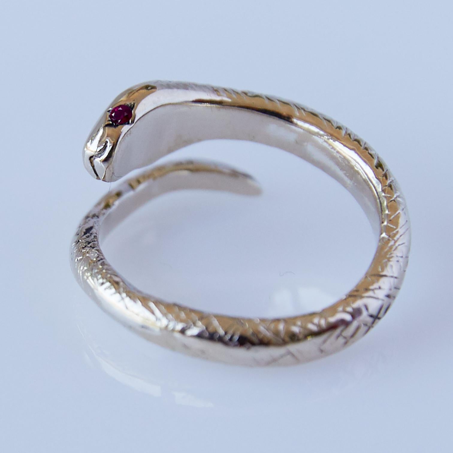 Round Cut Gold Ruby Snake Ring Adjustable J Dauphin