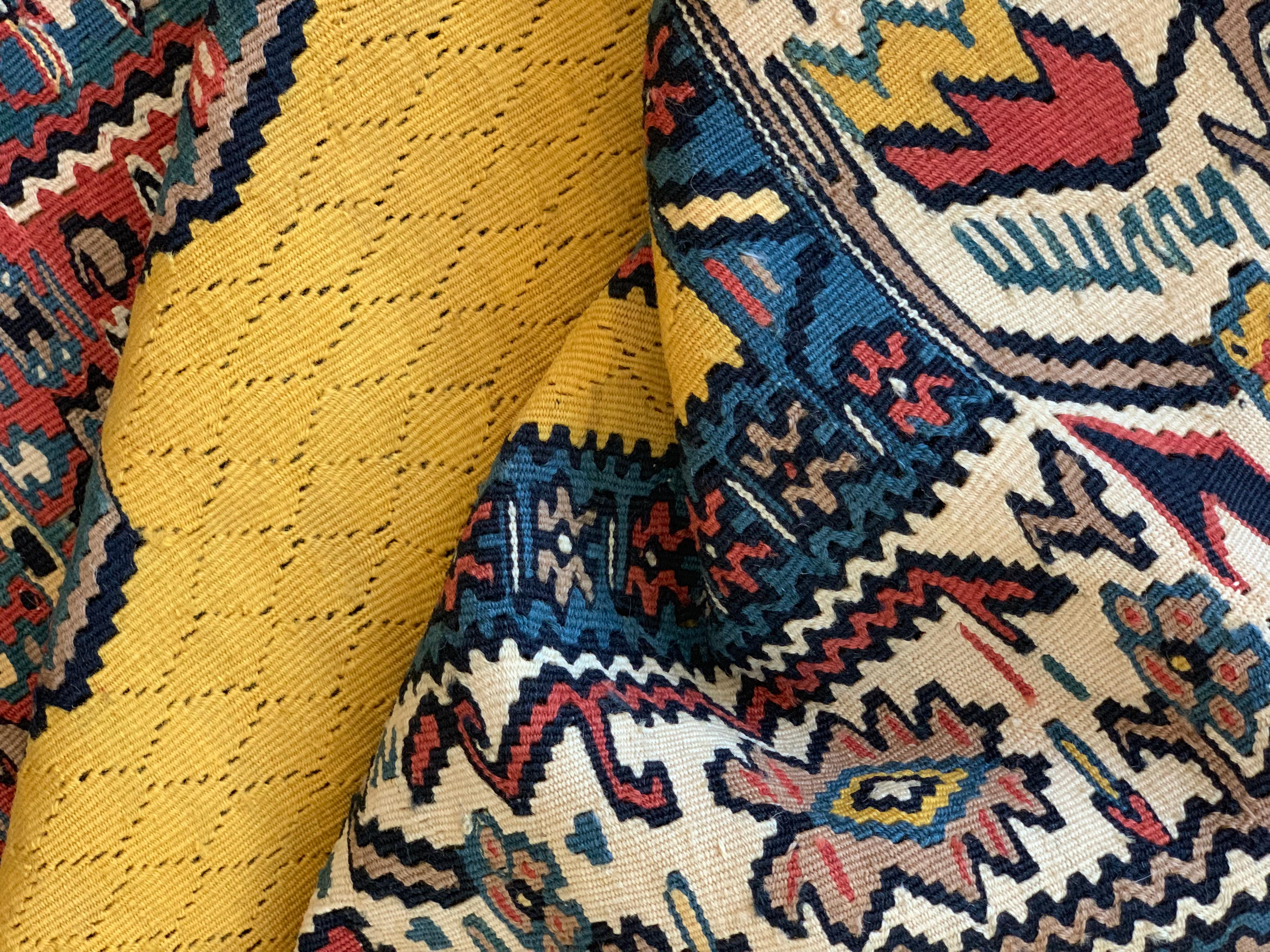 Gold Rug Kurdish Kilim Handmade Carpet Modern Flatwoven Wool Area Rug For Sale 3