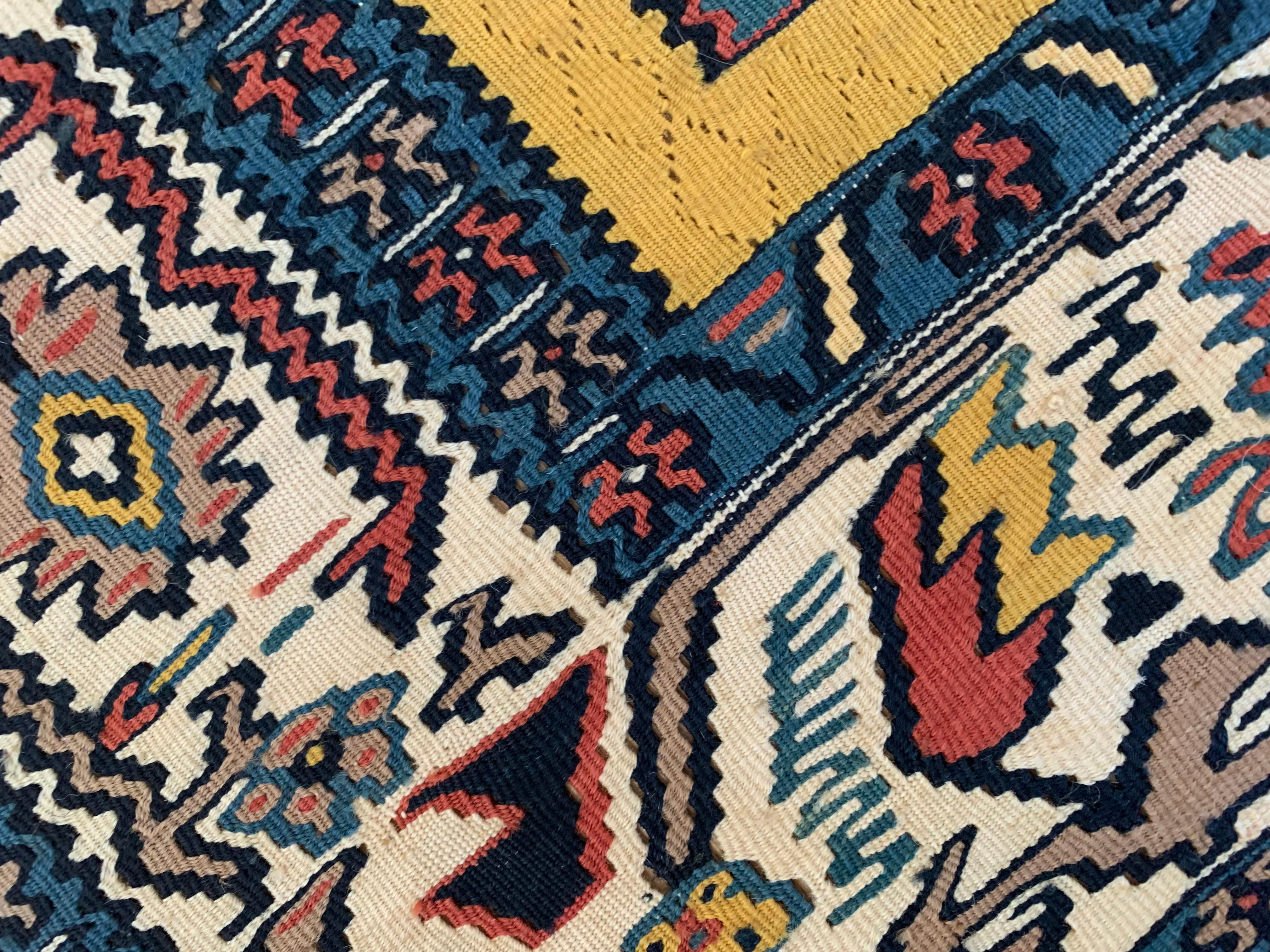 Gold Rug Kurdish Kilim Handmade Carpet Modern Flatwoven Wool Area Rug For Sale 9
