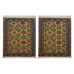 Handgewebte Teppiche aus orientalischer Wolle und Seide aus Kurdischer Kelim in Gold