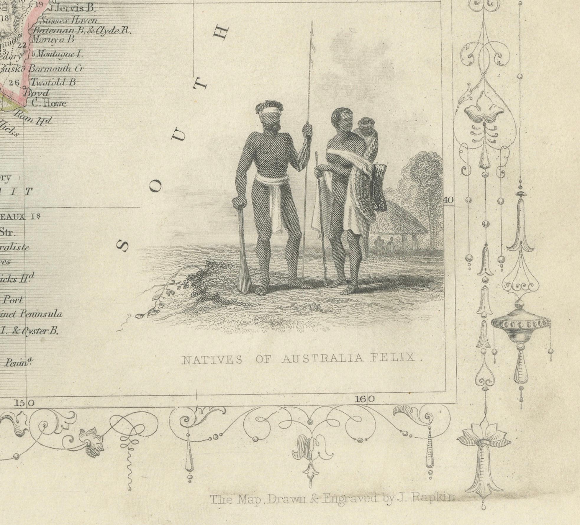 Paper Gold Rush Era Masterpiece: The Tallis & Rapkin Rare Map of Pre-Queensland, 1851 For Sale