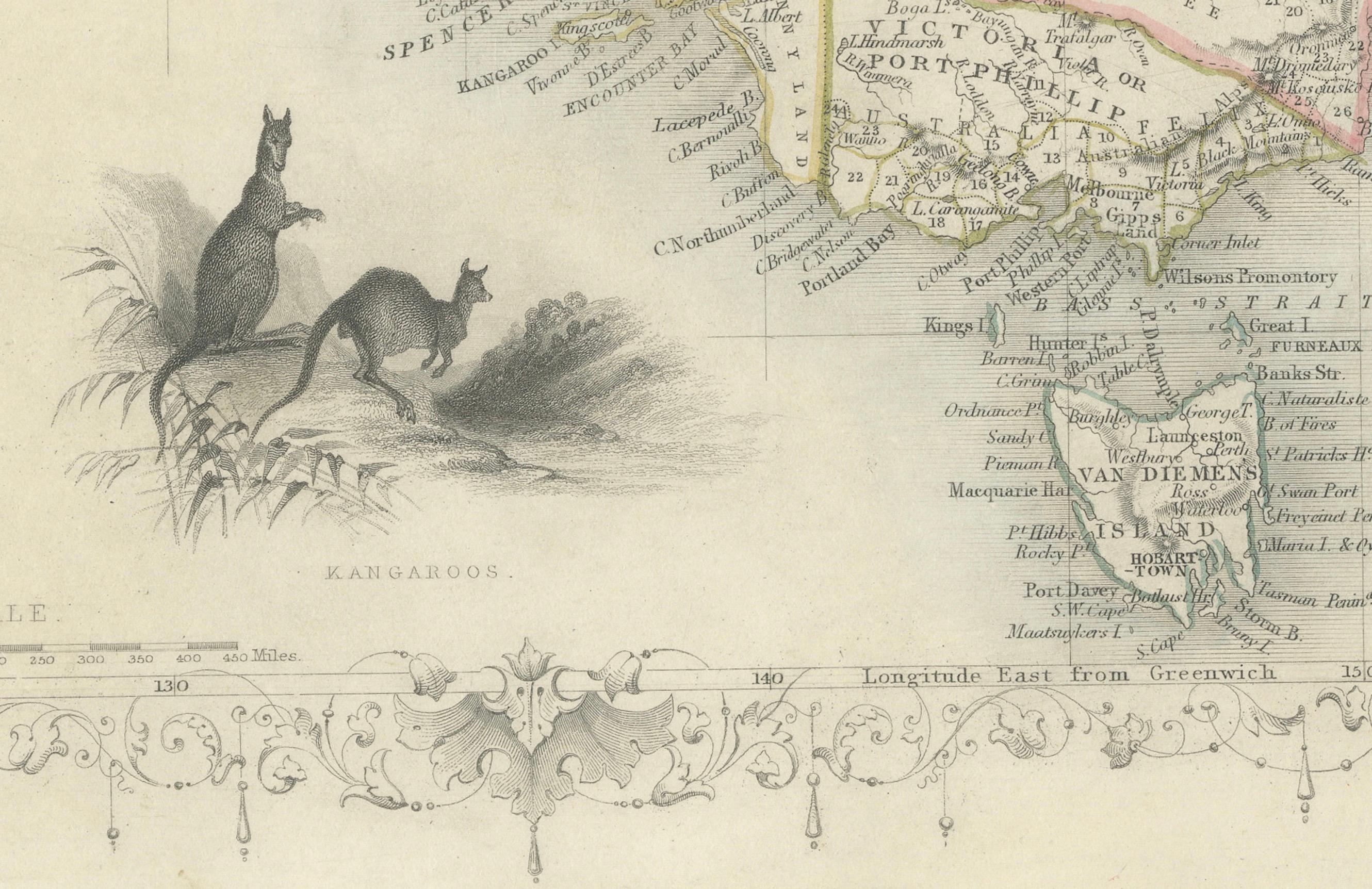 Gold Rush Era Masterpiece: The Tallis & Rapkin Rare Map of Pre-Queensland, 1851 For Sale 1