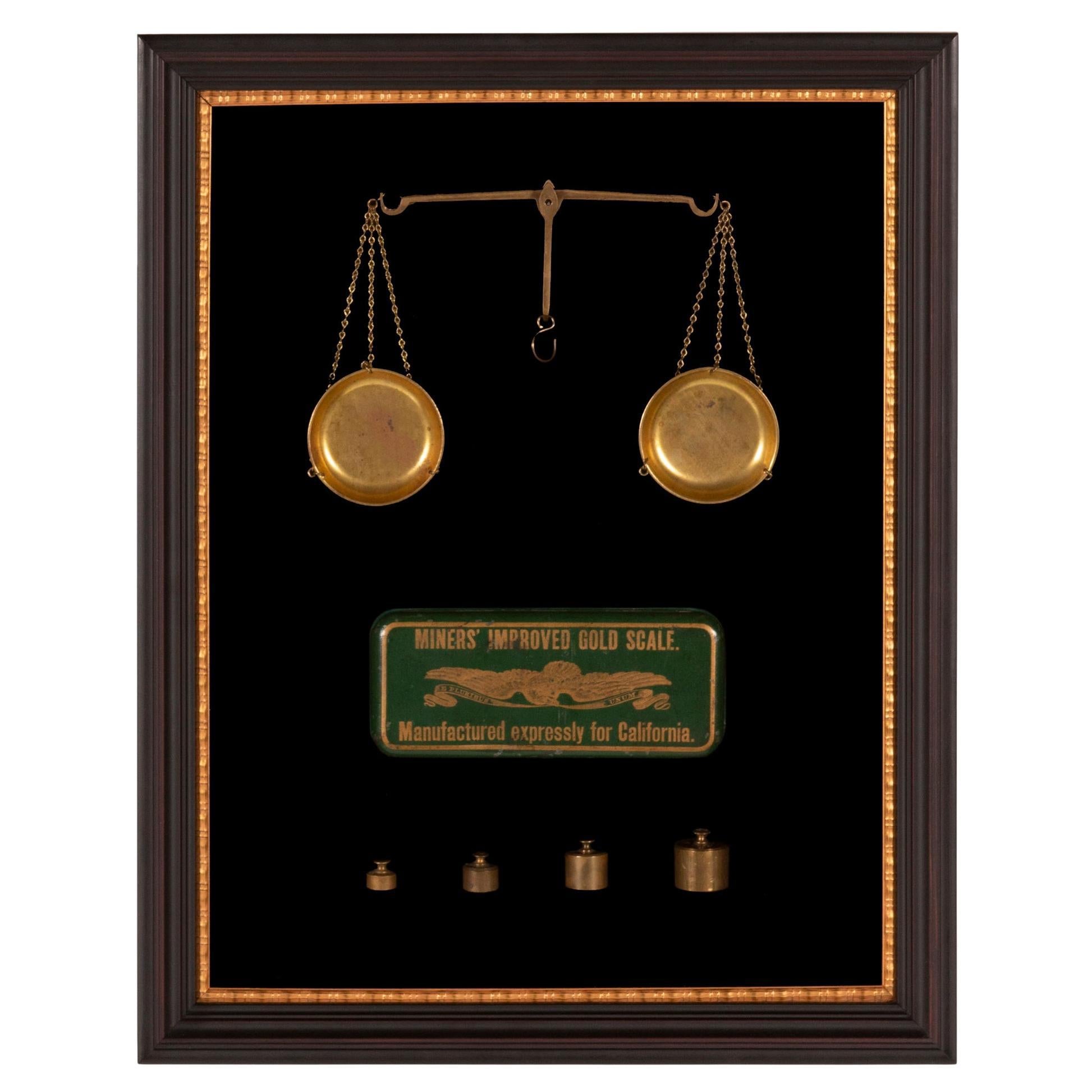 Gold Rush Pocket Scale in an Green enameled Tin, ca 1850