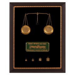 Gold Rush Pocket Scale in an Green enameled Tin, ca 1850