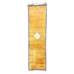 Antique Gabbeh Runner, Golden Yellow Wool Pile, Central Asia c 1940, Hallway Rug
