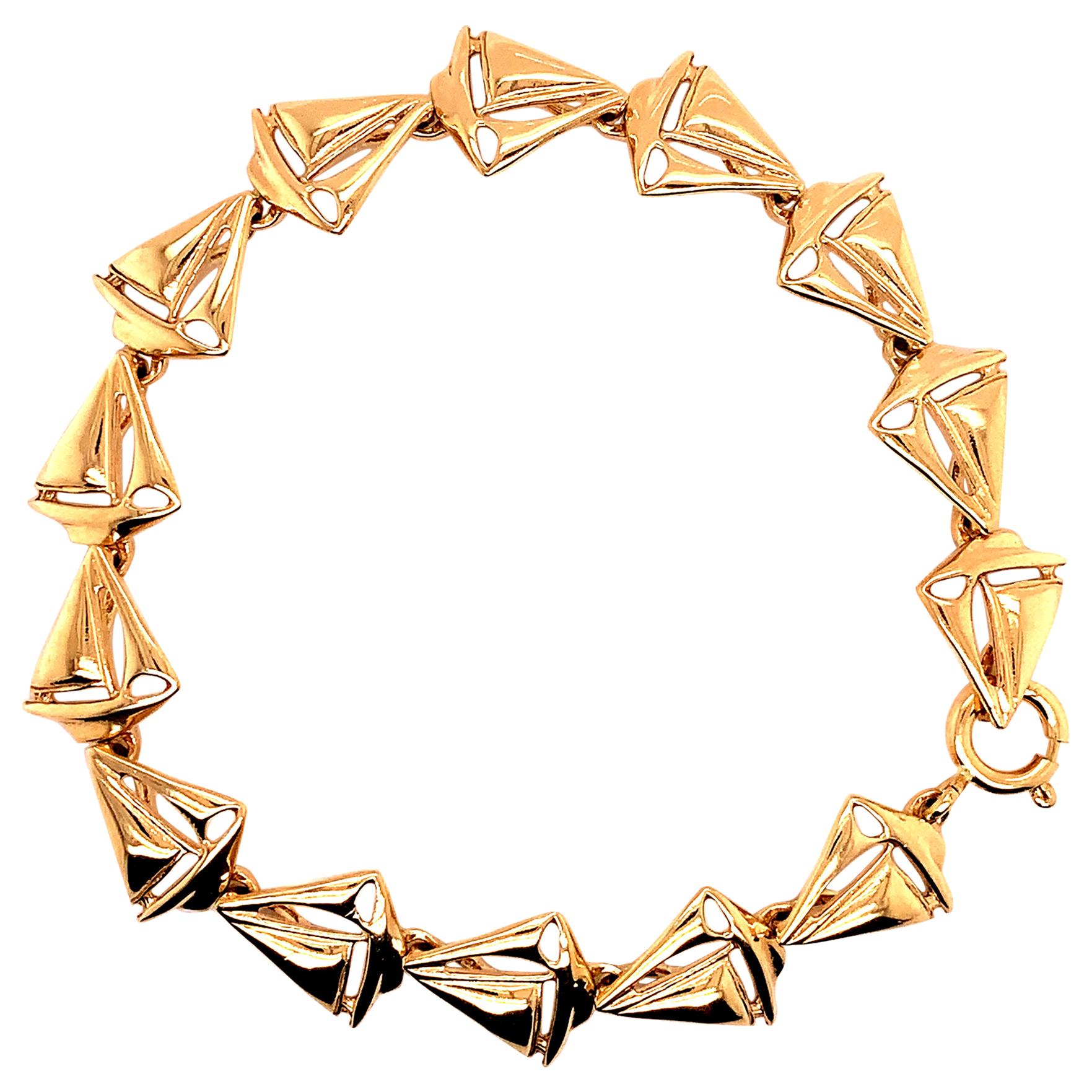 Gold Sailboat Link Bracelet For Sale