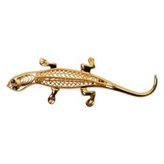 Gold Salamander Brooch Pin