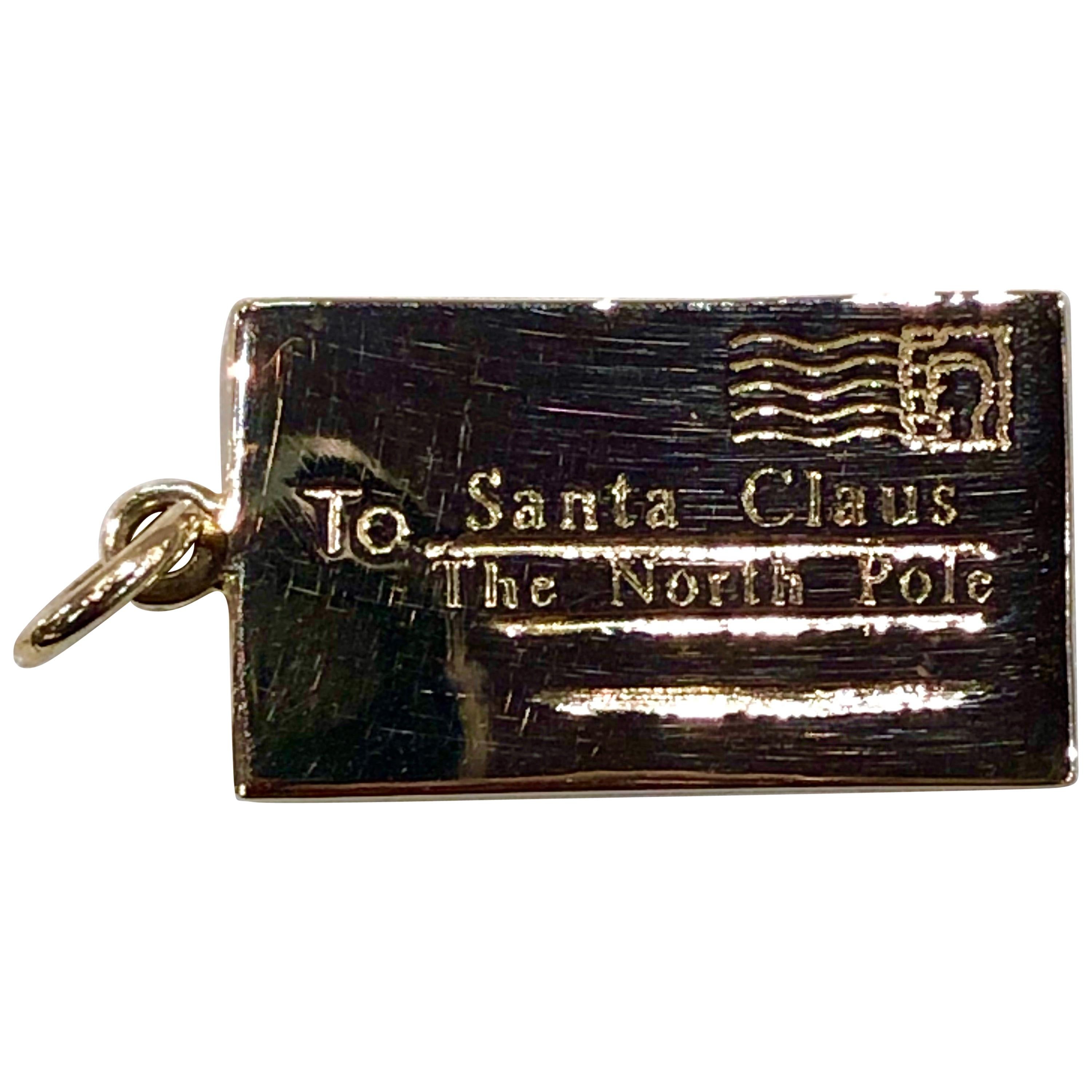 Gold Santa Claus North Pole Charm For Sale