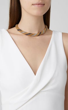 Gold, Sapphire and Diamond Cous-Cous Necklace