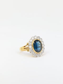 Gold, Sapphire and Diamond Vintage Cluster Ring