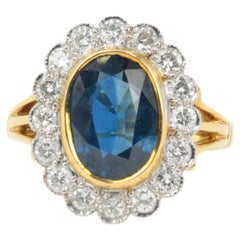 Gold, Sapphire and Diamond Vintage Cluster Ring