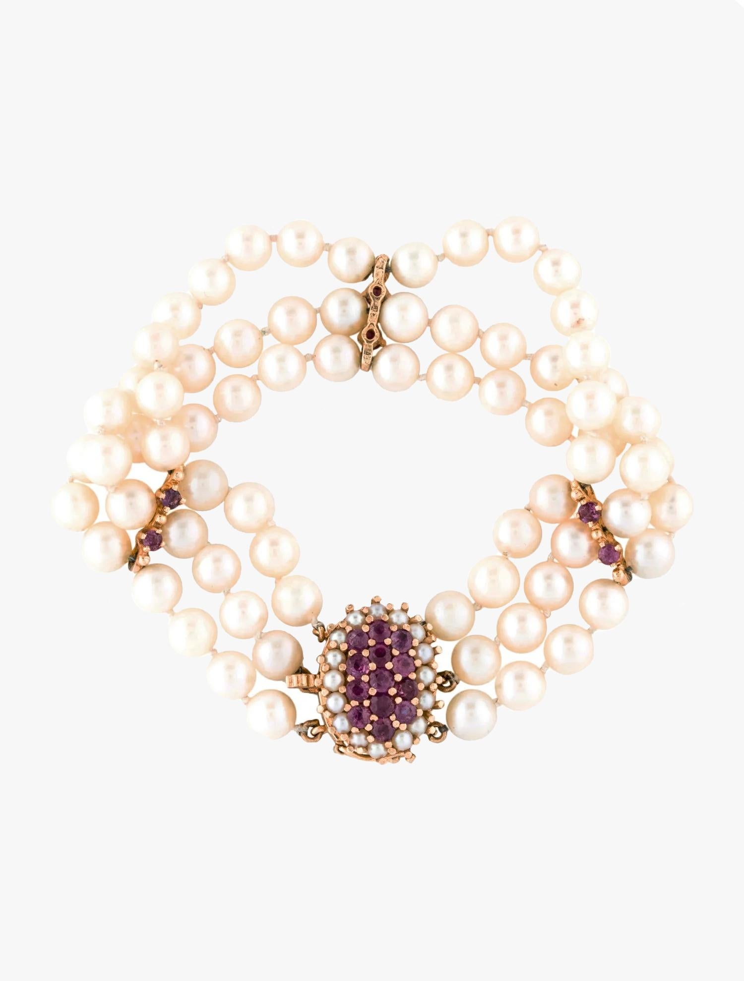 Round Cut Gold, sapphire and pearl multistrand bracelet For Sale