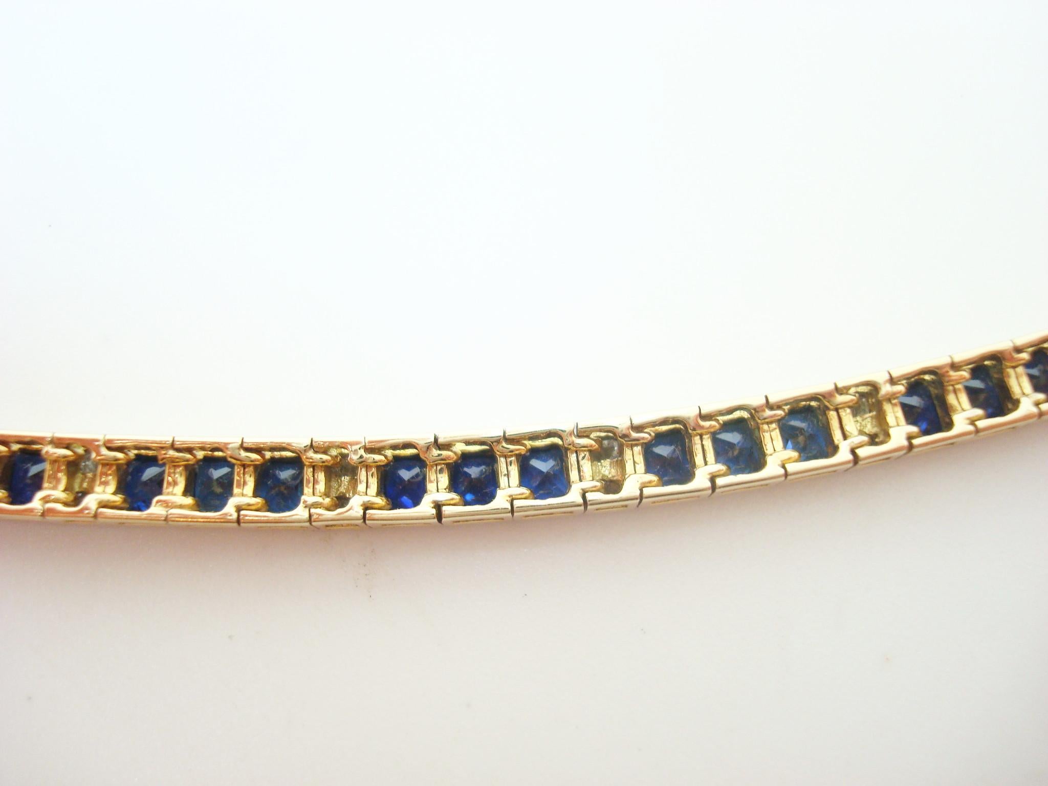 Gold Sapphire Bracelet with 15 Carats of Genuine Natural Blue Sapphires '#J480' In Excellent Condition In Big Bend, WI