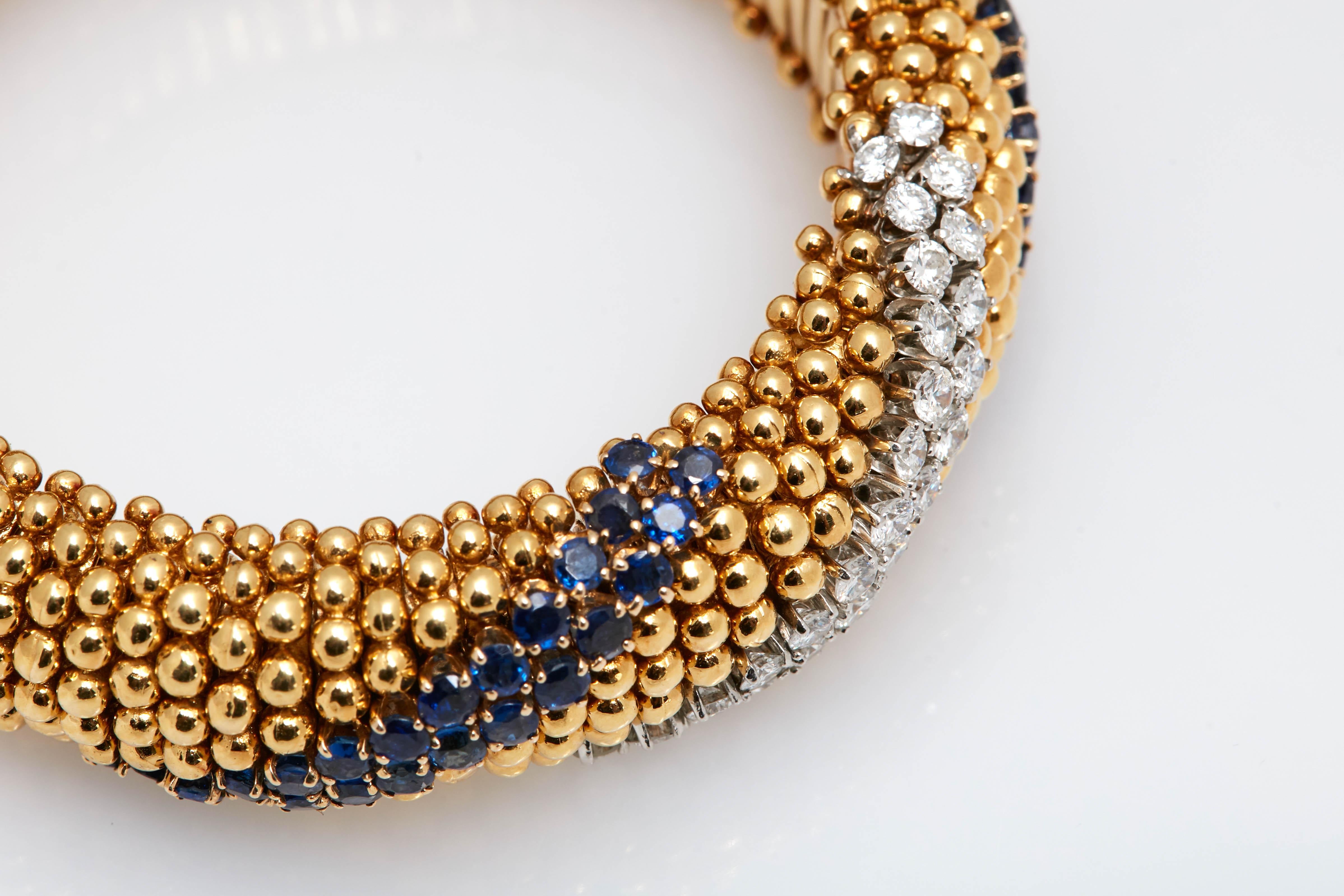 Gold Sapphire Diamond Bracelet 1