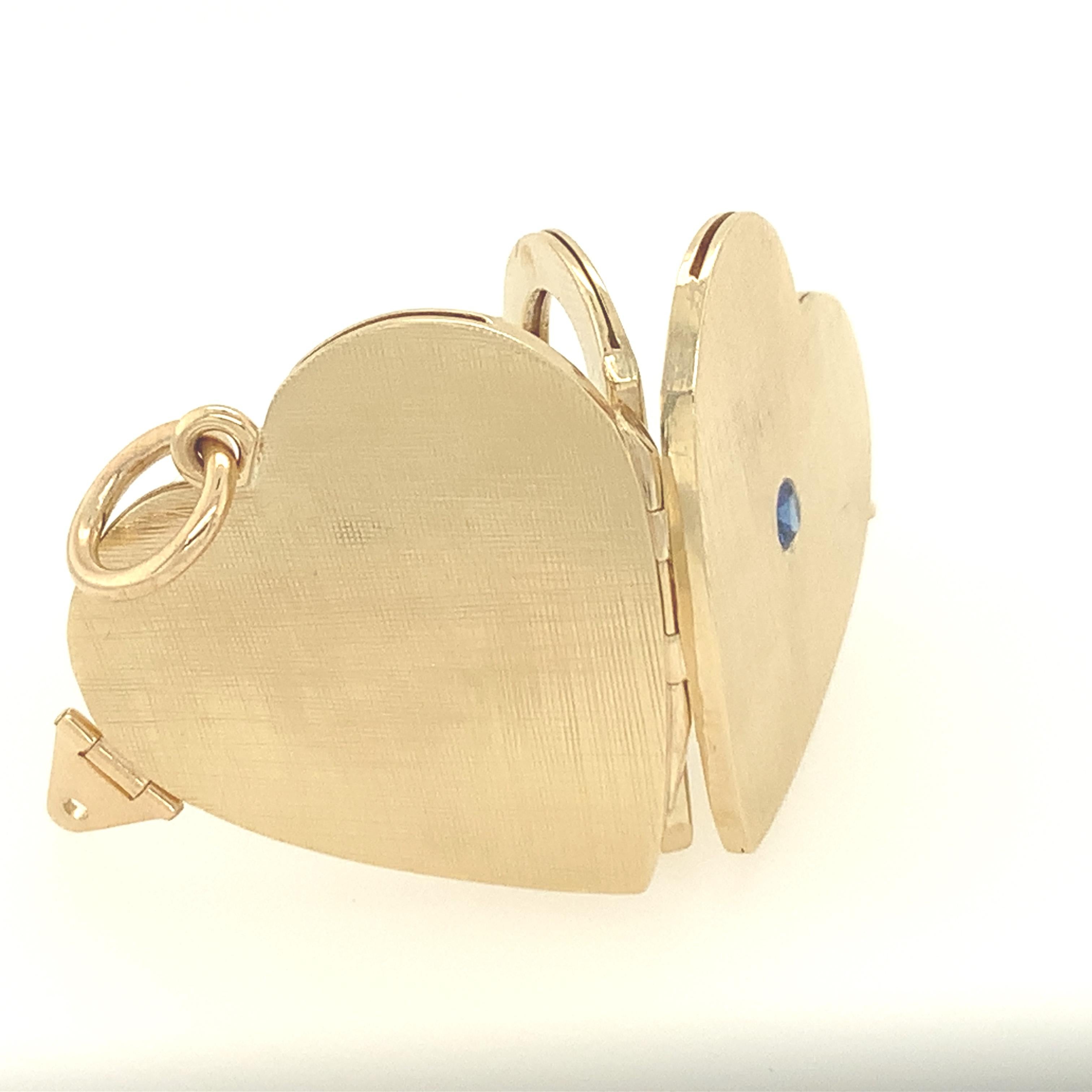 Women's or Men's Gold Sapphire Heart Locket