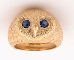 Gold and Sapphire Owl Ring