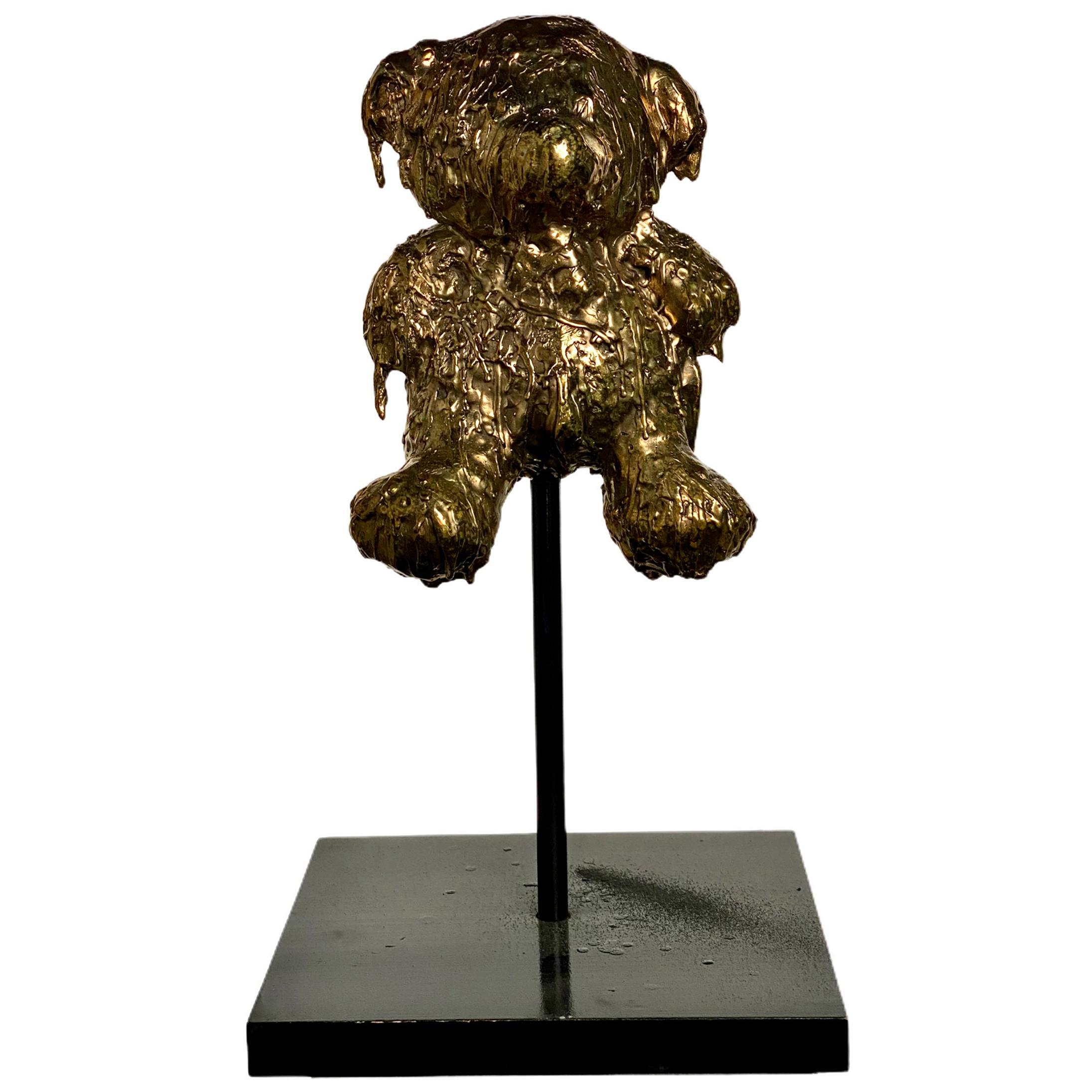 Gold Sculptural Bronze Teddy Bear, 21st Century by Mattia Biagi