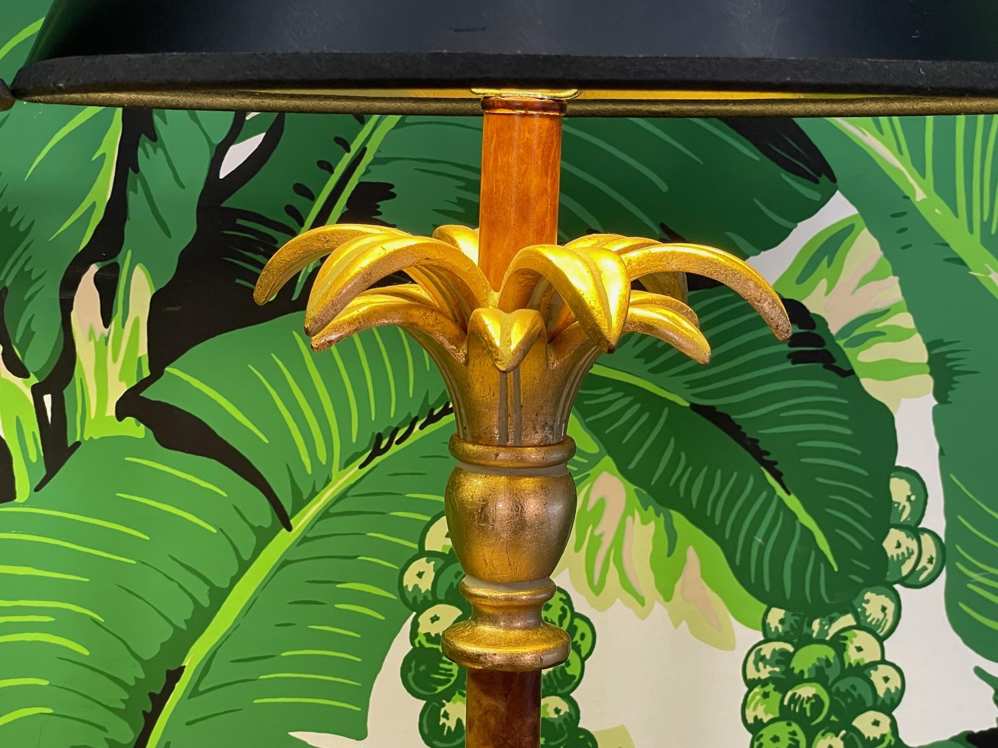 Hollywood Regency Gold Sculptural Palm Tree Table Lamps