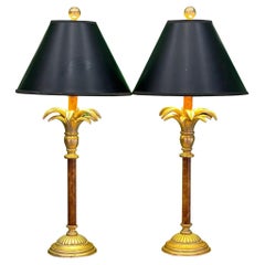 Gold Sculptural Palm Tree Table Lamps