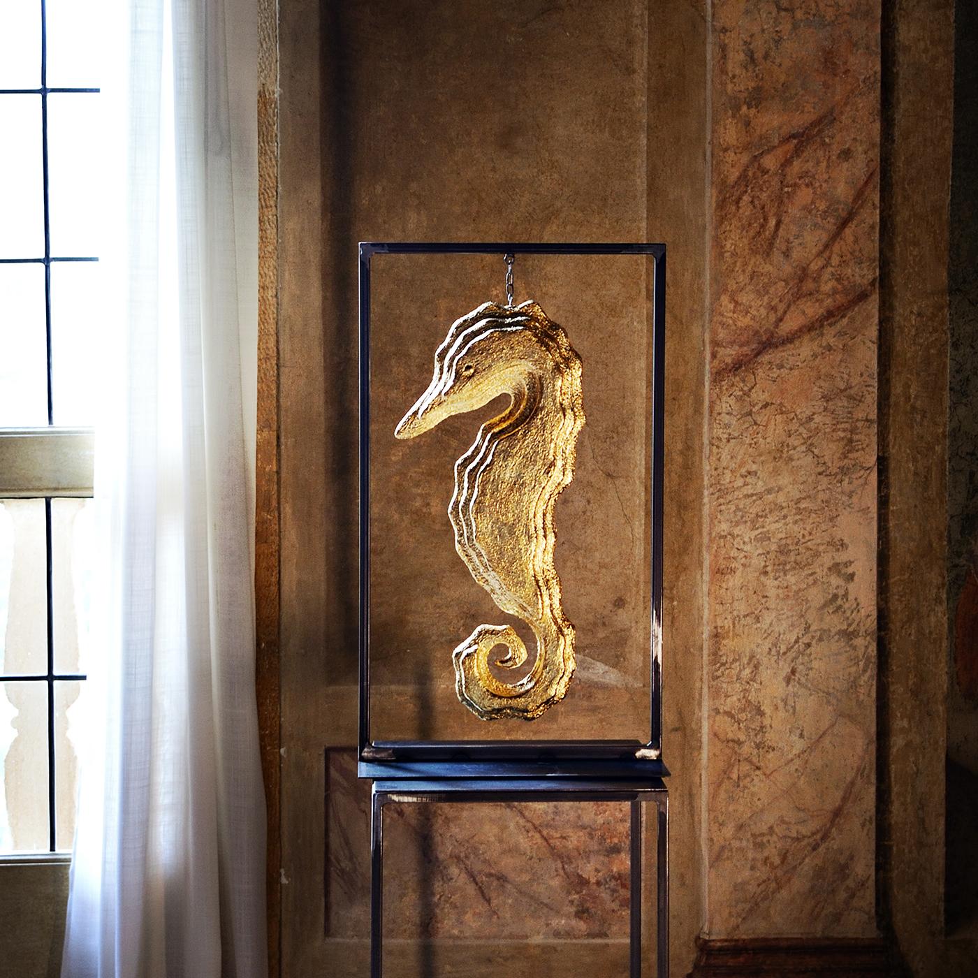Other Gold Seahorse Framed Scultpure For Sale