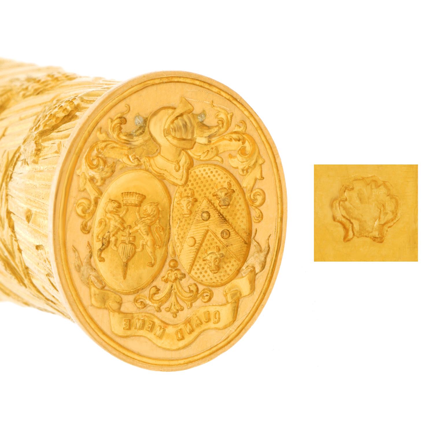 George III Gold Seal and Sealing Wax Holder circa 1780s-1790s Provence, France