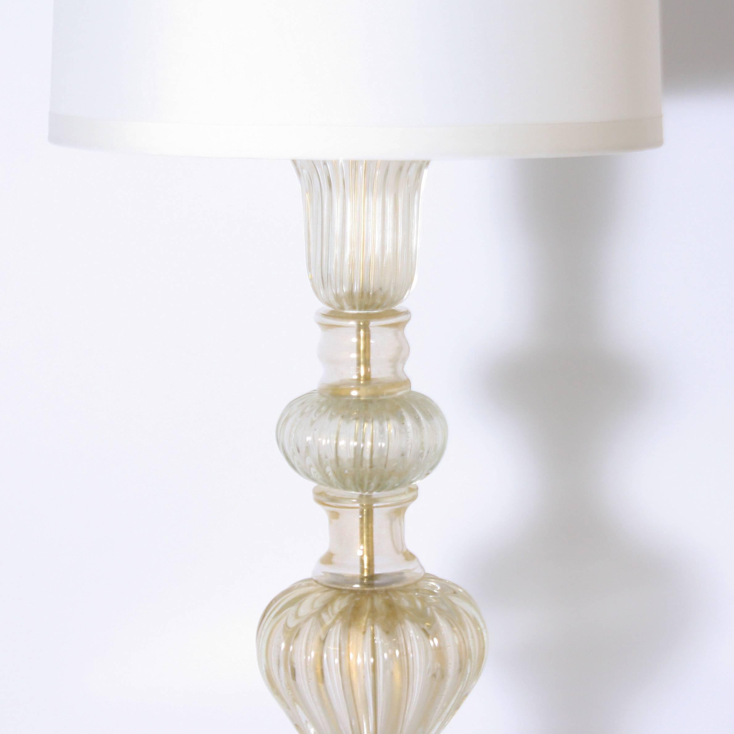 Gold Seguso for Marbro Murano Glass Lamp, circa 1960 In Excellent Condition In Dallas, TX