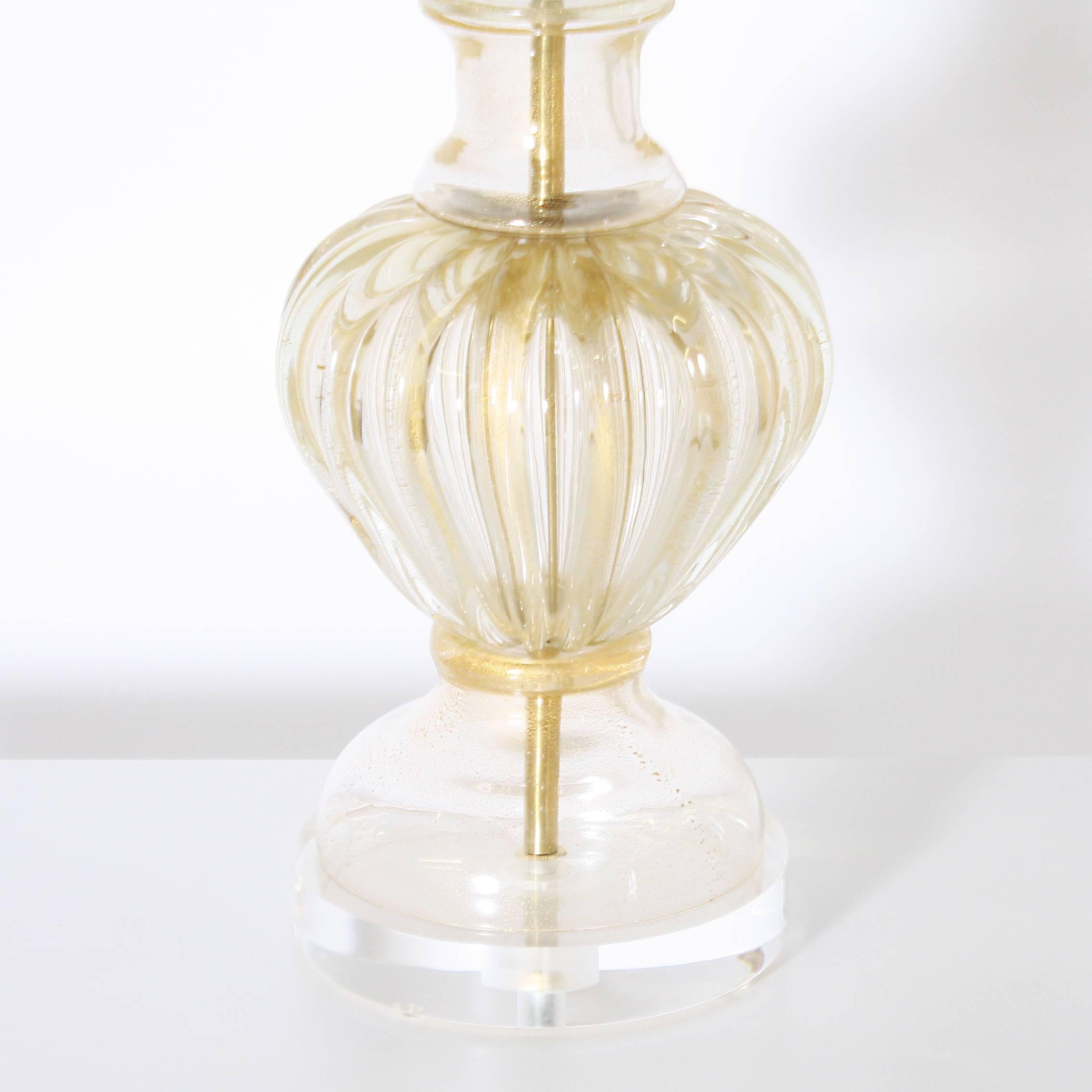 Mid-20th Century Gold Seguso for Marbro Murano Glass Lamp, circa 1960