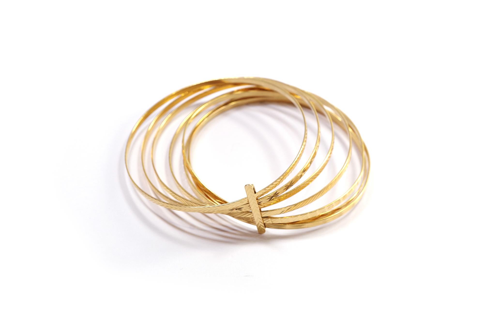 Gold semainier bracelet in gold 18k, vintage bracelet, bangle bracelet For Sale 4