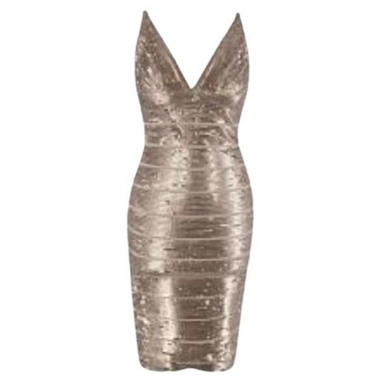 Gold Sequin Bandage Dress For Sale at 1stDibs
