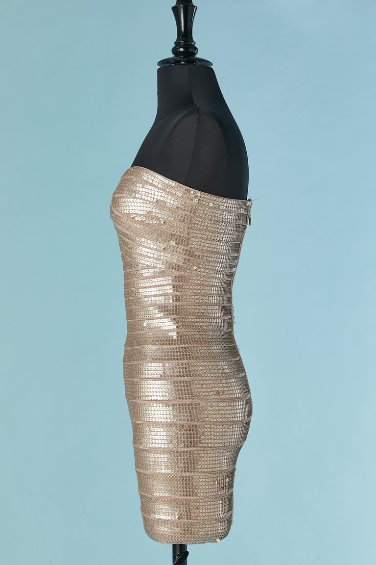 Gold sequin bustier dress on stretch rayon Herv Lger at 1stDibs Gold sequin bustier dress on stretch rayon Herv Lger at 1stDibs