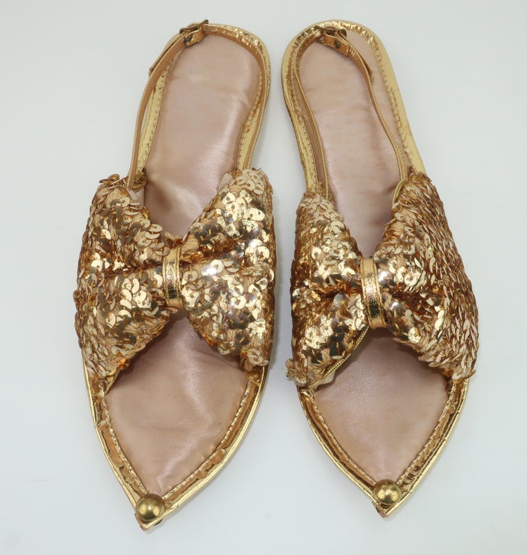 Gold Sequin Genie Slippers, 1960's For Sale at 1stDibs | gold genie ...