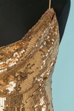 Gold sequin mini dress HERVE LEGER