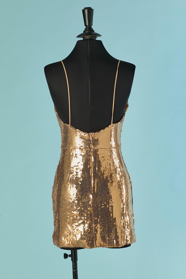 Gold sequin mini dress HERVE LEGER