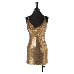Gold sequin mini dress HERVE LEGER