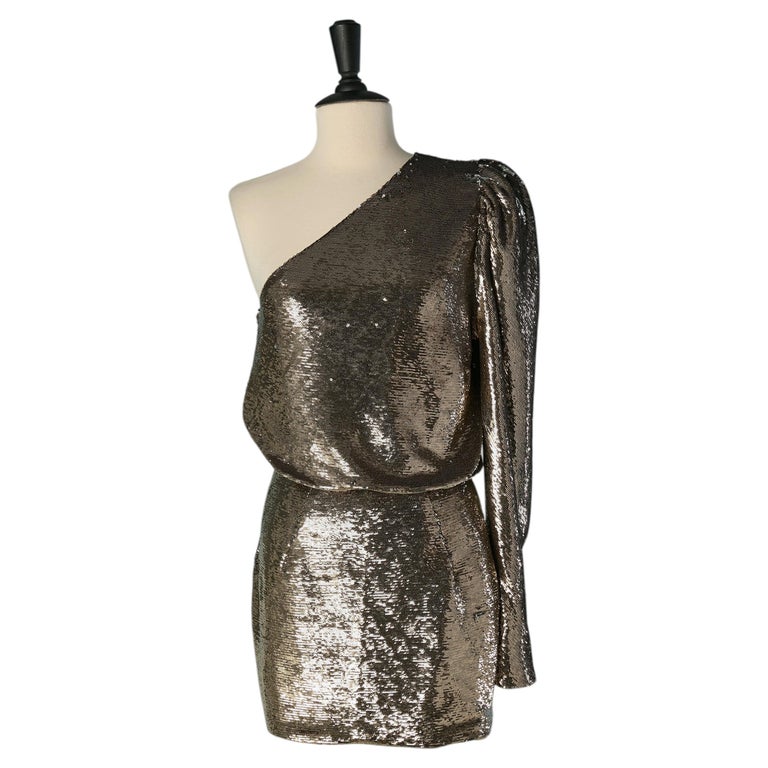 alexandre vauthier gold dress Alexandre Vauthier sequin-embellished ruched dress