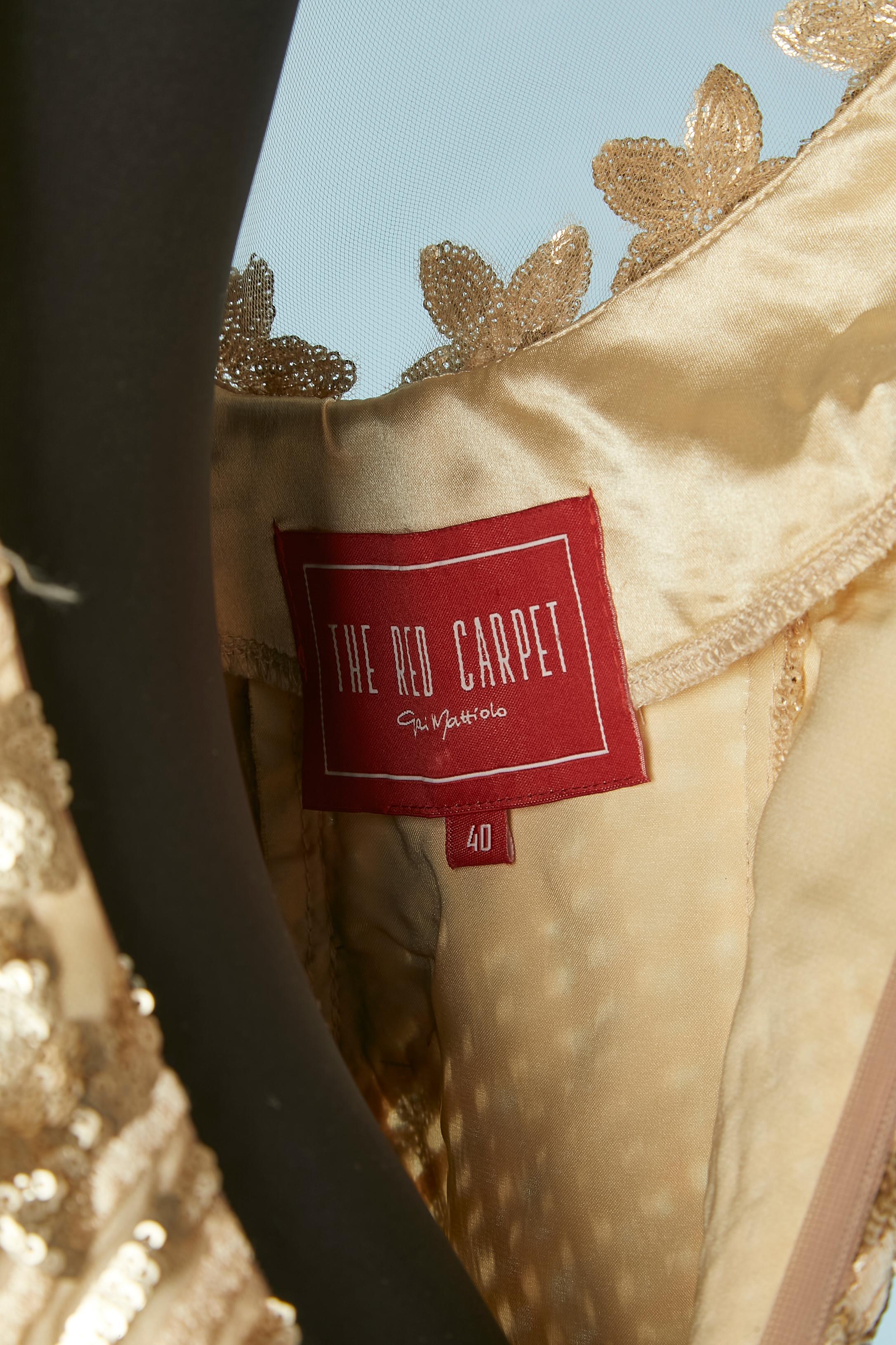 Paillettes dorées et broderies de fils de lurex Gai Mattiolo The Red Carpet en vente 5