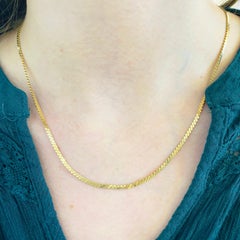 Gold Serpentine Chain in Yellow Gold, Flat Link Wide Chain
