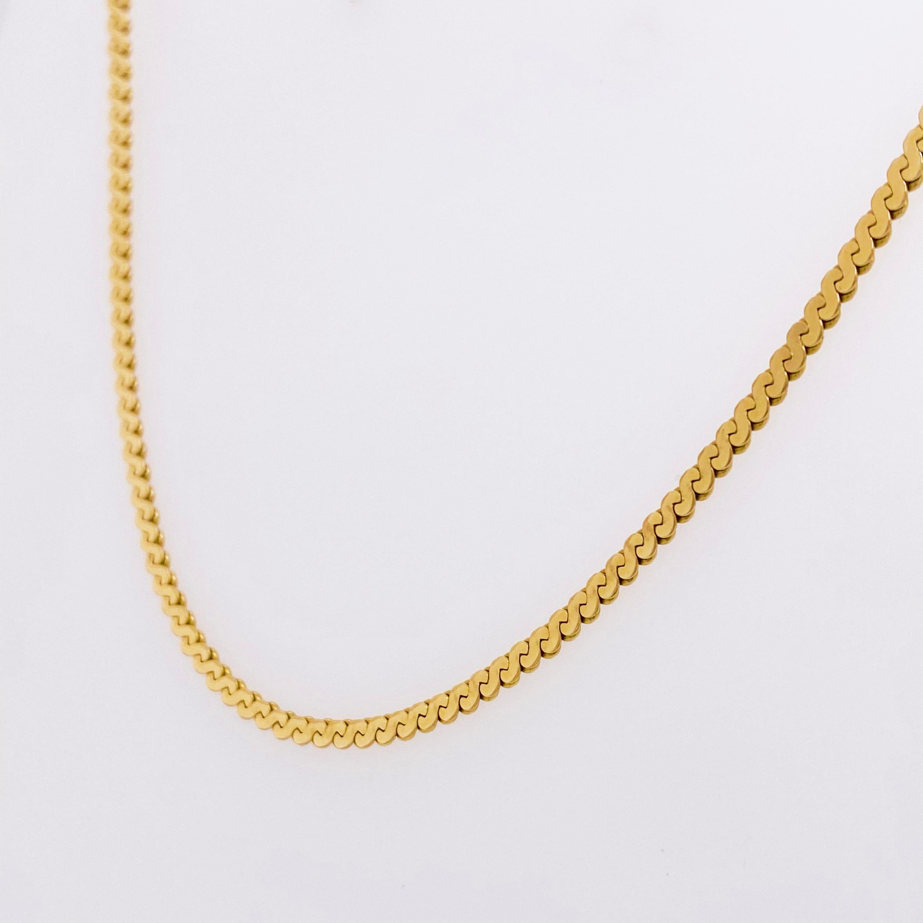 Gelbgold Serpentinenkette in Gelbgold, flache Gliederkette (Moderne) im Angebot