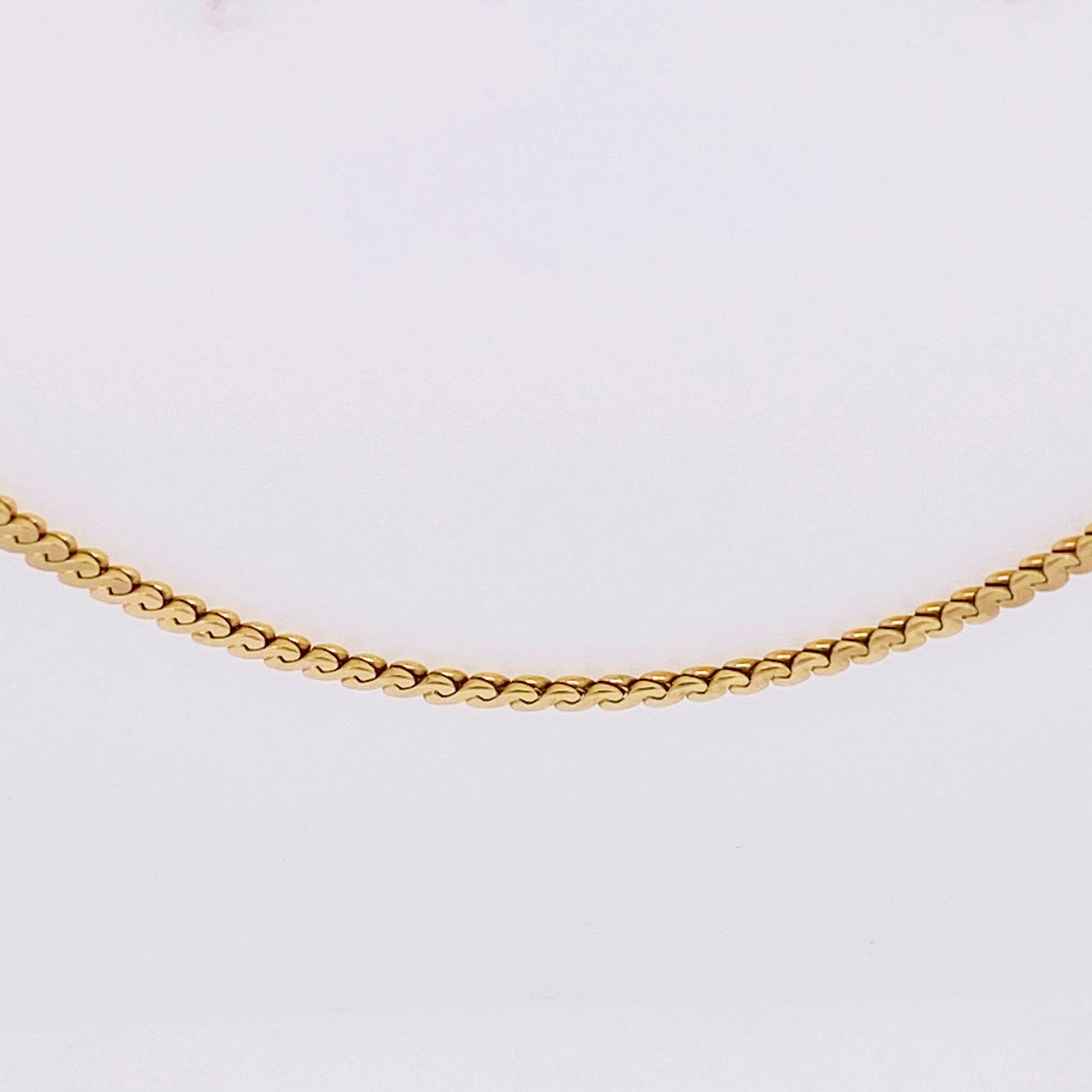 Gelbgold Serpentinenkette in Gelbgold, flache Gliederkette im Zustand „Neu“ im Angebot in Austin, TX