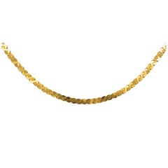 Gold Serpentine Chain in 14 Karat Yellow Gold, Flat Link Wide Chain
