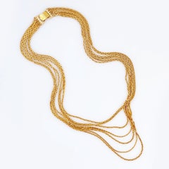 Gold Seven Strand Slinky Chain Necklace By Napier, 1970s