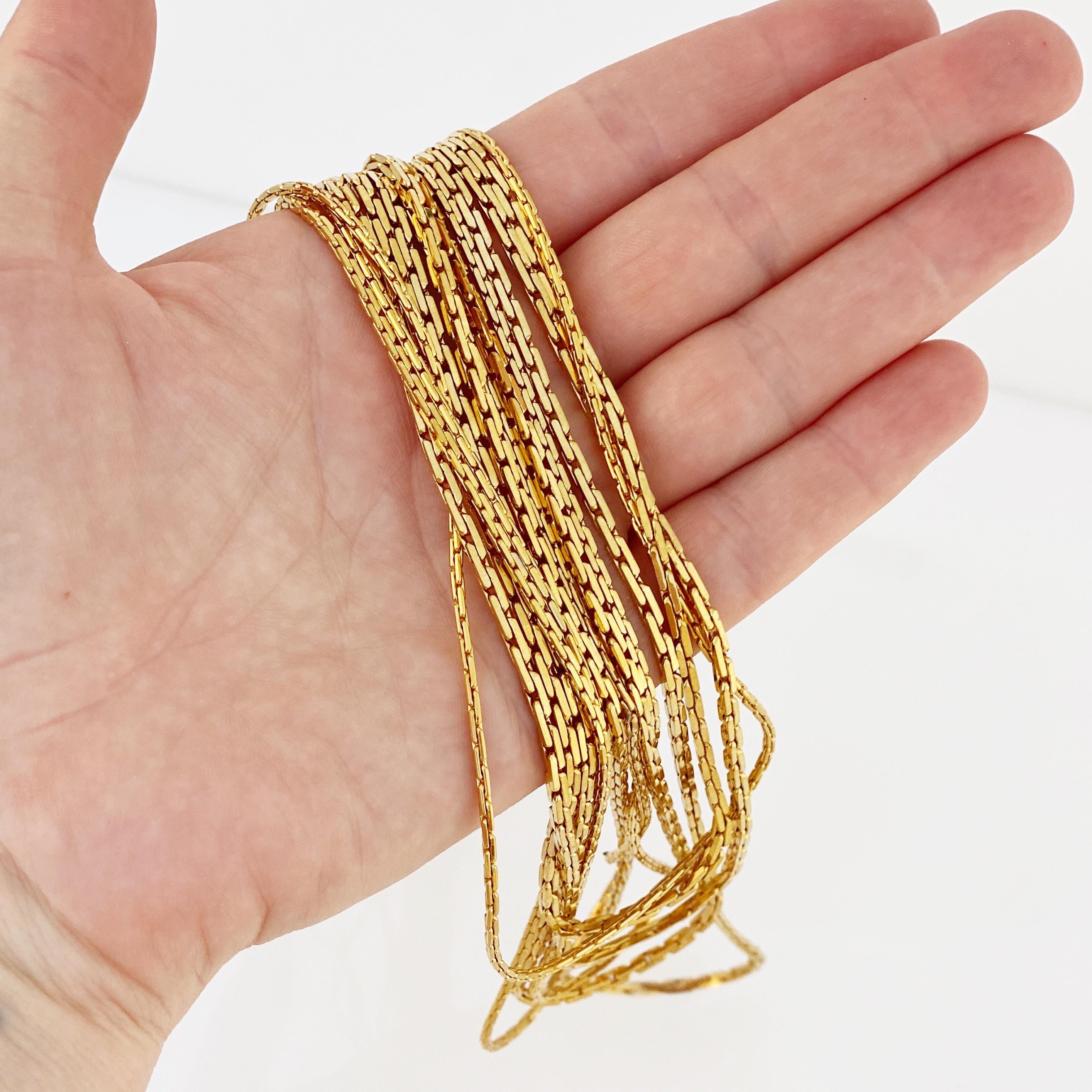 Modern Gold Seven Strand Slinky Chain Necklace By Napier, 1970s For Sale